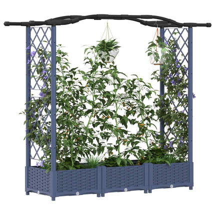 Hævet Bed med Trellis og Tag Grå 169 x 40 x 123 cm PP
