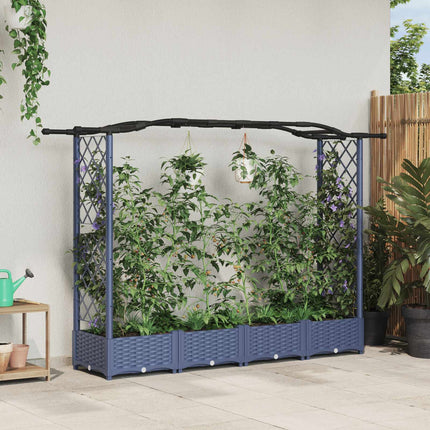 Hævet Bed med Trellis og Tag Grå 207 x 40 x 123 cm PP