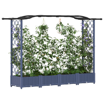 Hævet Bed med Trellis og Tag Grå 207 x 40 x 123 cm PP