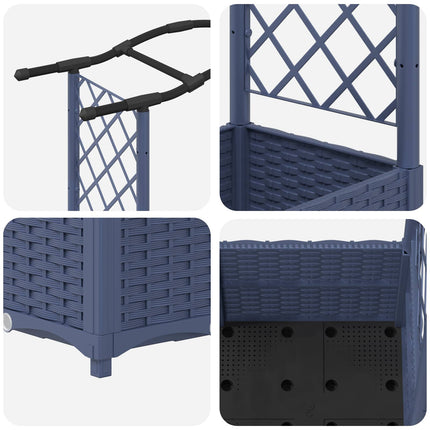 Hævet Bed med Trellis og Tag Grå 204 x 40 x 138 cm PP