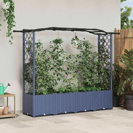 Hævet Bed med Trellis og Tag Grå 204 x 40 x 138 cm PP