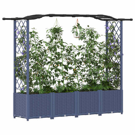 Hævet Bed med Trellis og Tag Grå 204 x 40 x 138 cm PP