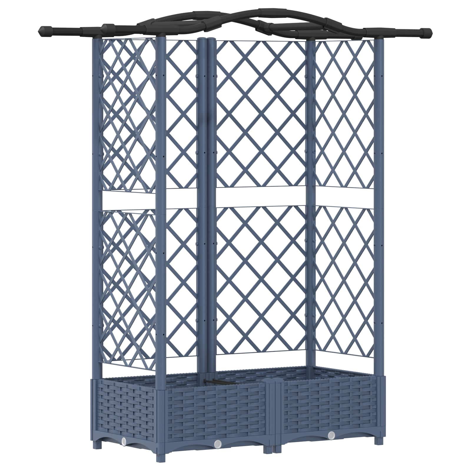 Hævet Bed med Trellis og Tag Grå 124 x 40 x 126 cm PP