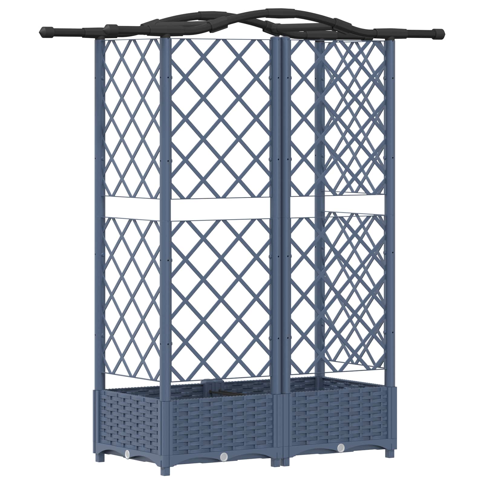 Hævet Bed med Trellis og Tag Grå 124 x 40 x 126 cm PP