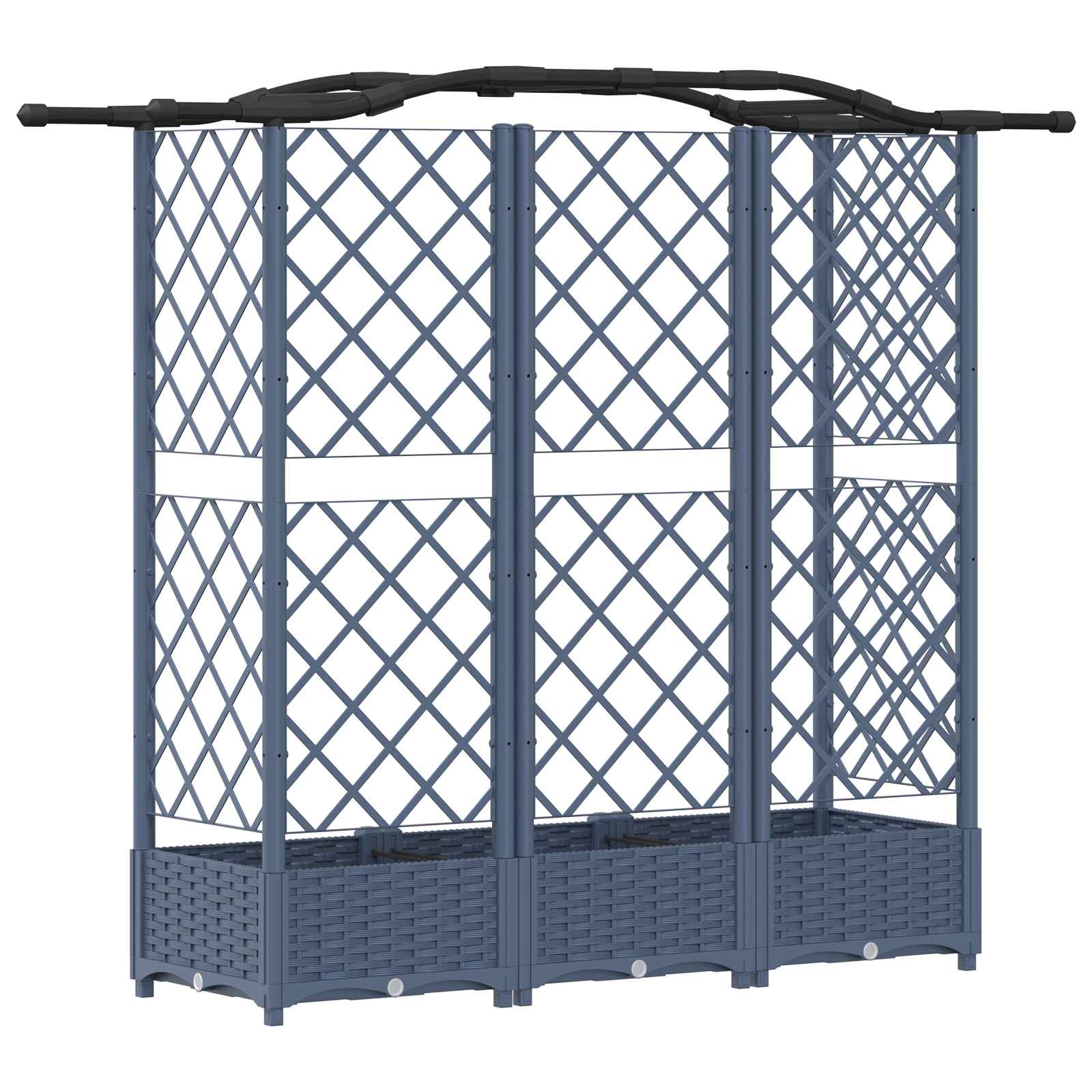 Hævet Bed med Trellis og Tag Grå 163 x 40 x 126 cm PP