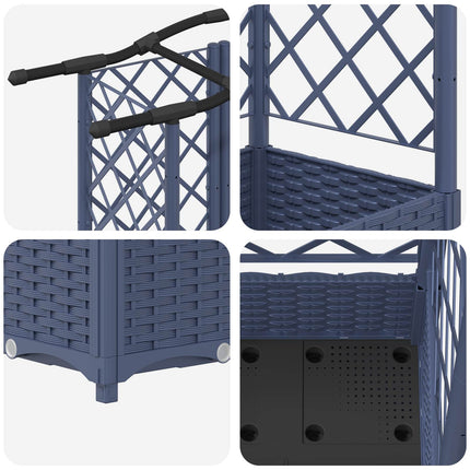Hævet Bed med Trellis og Tag Grå 203,5 x 40 x 123 cm PP
