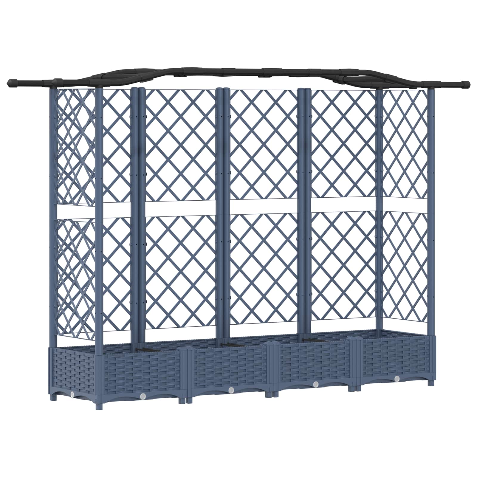 Hævet Bed med Trellis og Tag Grå 203,5 x 40 x 125 cm PP