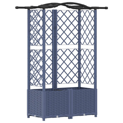 Hævet Bed med Trellis og Tag Grå 122 x 40 x 138 cm PP