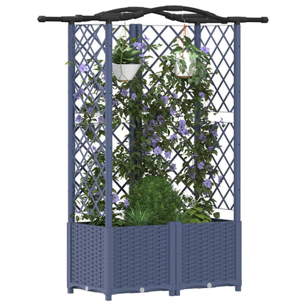 Hævet Bed med Trellis og Tag Grå 122 x 40 x 138 cm PP