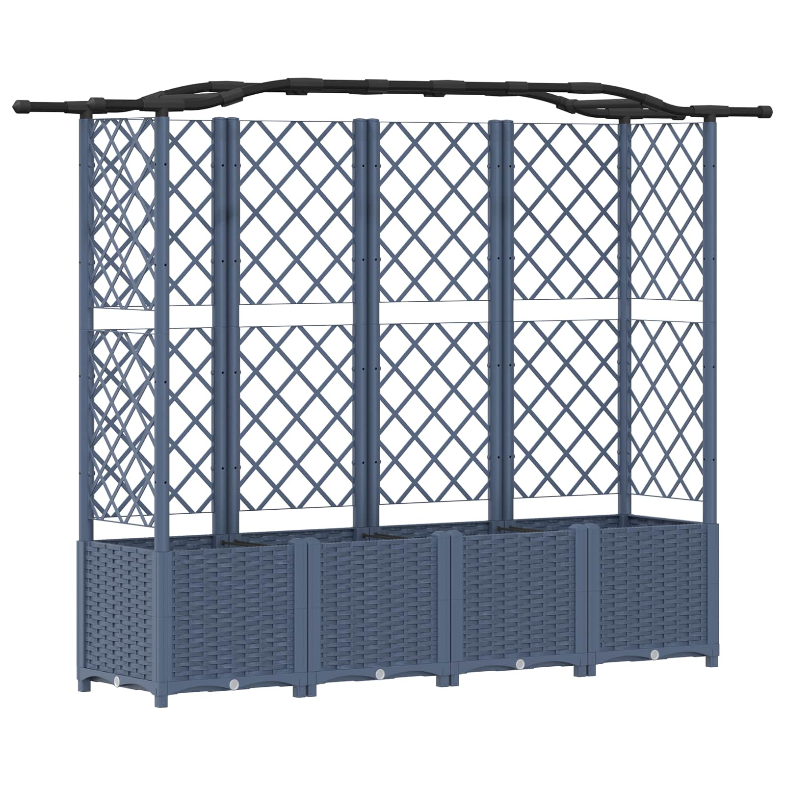 Hævet Bed med Trellis og Tag Grå 204 x 40 x 141 cm PP