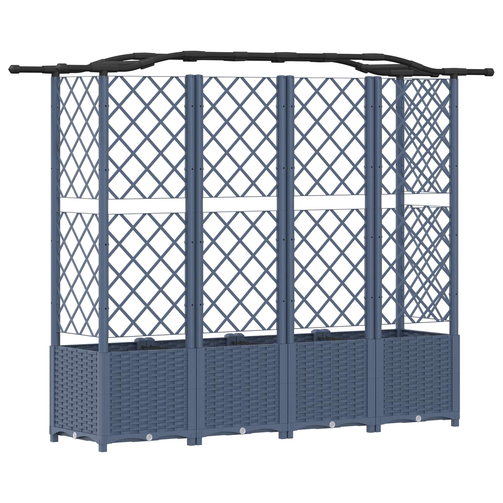 Hævet Bed med Trellis og Tag Grå 204 x 40 x 141 cm PP
