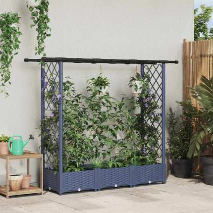 Hævet Bed med Trellis og Tag Grå 164 x 40 x 121 cm PP