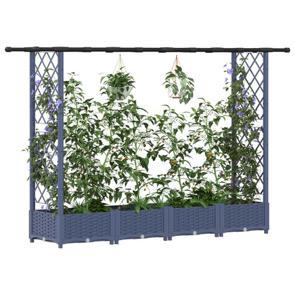 Hævet Bed med Trellis og Tag Grå 203 x 40 x 121 cm PP