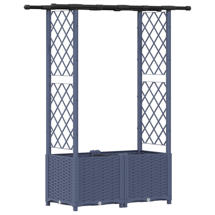 Hævet Bed med Trellis og Tag Grå 124,5 x 40 x 136 cm PP