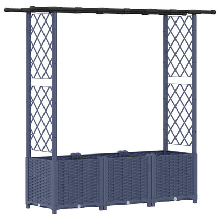 Hævet Bed med Trellis og Tag Grå 162,5 x 40 x 136 cm PP