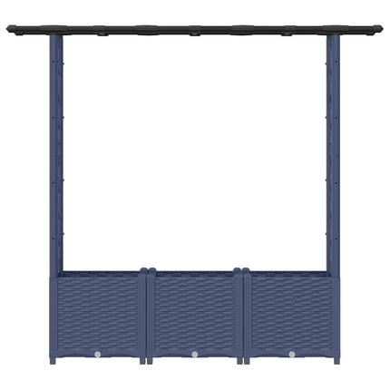 Hævet Bed med Trellis og Tag Grå 162,5 x 40 x 136 cm PP