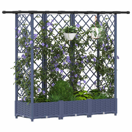 Hævet Bed med Trellis og Tag Grå 164 x 40 x 121 cm PP