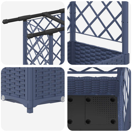 Hævet Bed med Trellis og Tag Grå 202,5 x 40 x 121 cm PP