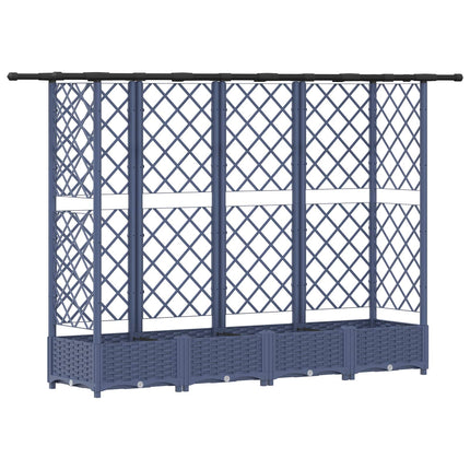 Hævet Bed med Trellis og Tag Grå 202,5 x 40 x 121 cm PP