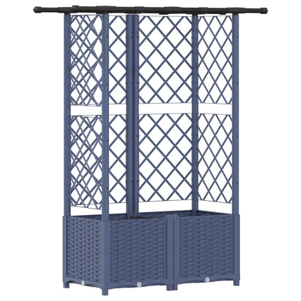 Hævet Bed med Trellis og Tag Grå 124 x 40 x 136 cm PP