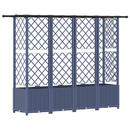 Hævet Bed med Trellis og Tag Grå 202 x 40 x 136 cm PP