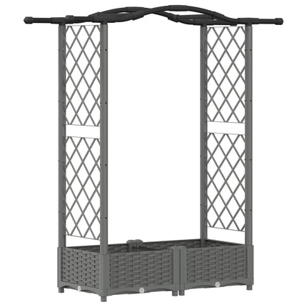 Hævet Bed med Trellis og Tag Lysegrå 124 x 40 x 123 cm PP