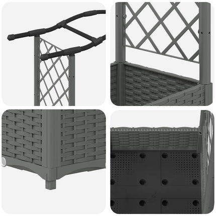 Hævet Bed med Trellis og Tag Lysegrå 169 x 40 x 123 cm PP