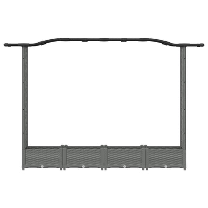 Hævet Bed med Trellis og Tag Lysegrå 207 x 40 x 123 cm PP