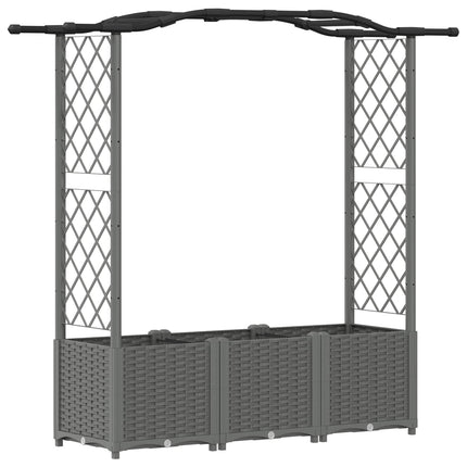 Hævet Bed med Trellis og Tag Lysegrå 164 x 40 x 138 cm PP