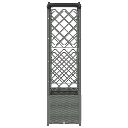 Hævet Bed med Trellis og Tag Lysegrå 164 x 40 x 138 cm PP
