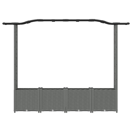 Hævet Bed med Trellis og Tag Lysegrå 204 x 40 x 138 cm PP