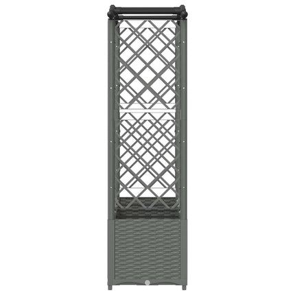 Hævet Bed med Trellis og Tag Lysegrå 204 x 40 x 138 cm PP