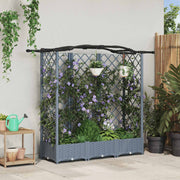 Hævet Bed med Trellis og Tag Lysegrå 163 x 40 x 126 cm PP