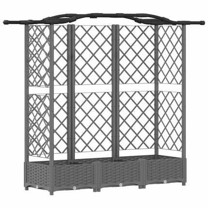 Hævet Bed med Trellis og Tag Lysegrå 163 x 40 x 123 cm PP