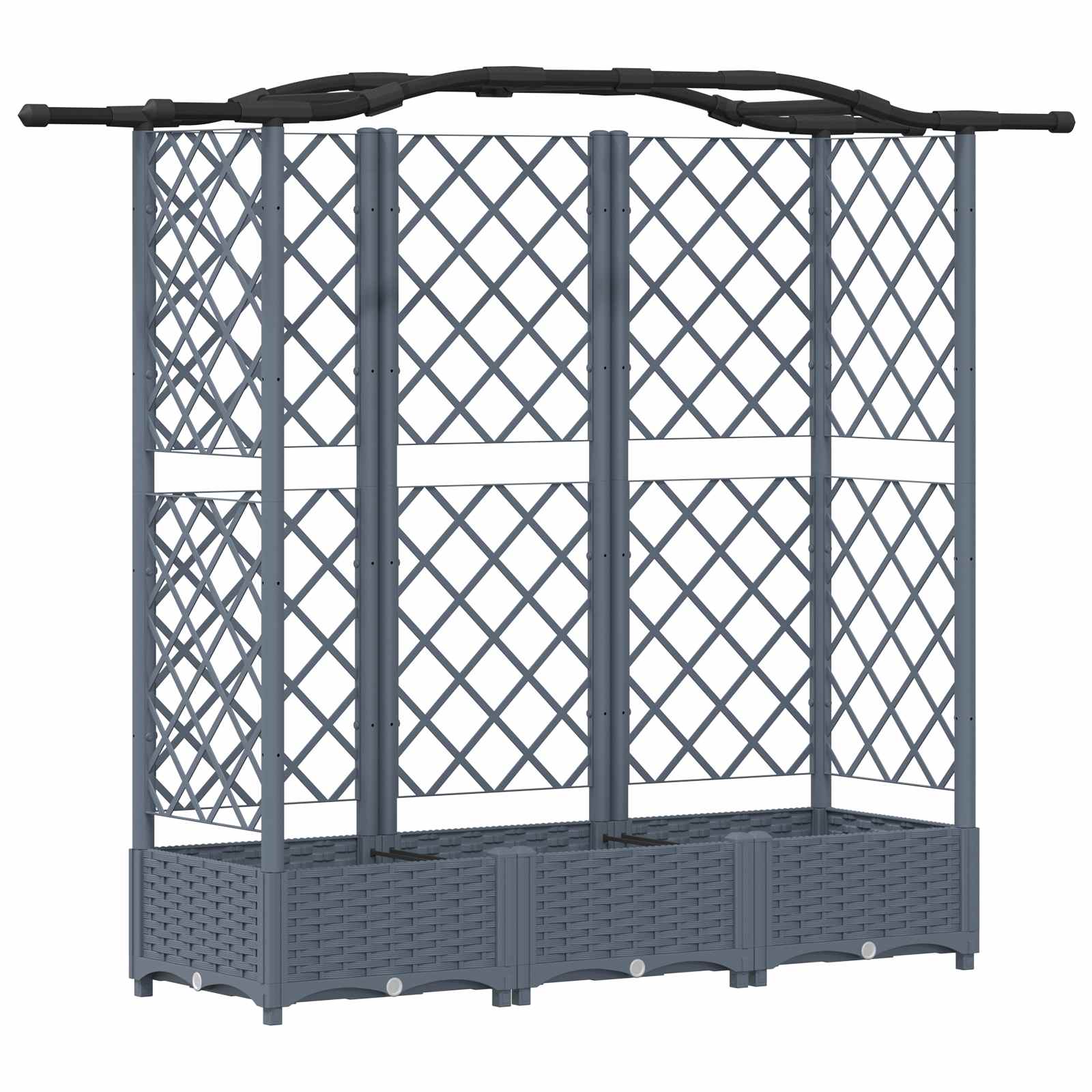 Hævet Bed med Trellis og Tag Lysegrå 163 x 40 x 126 cm PP
