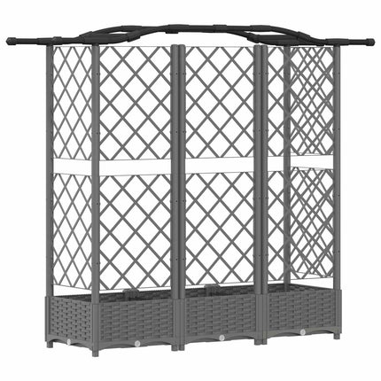 Hævet Bed med Trellis og Tag Lysegrå 163 x 40 x 123 cm PP