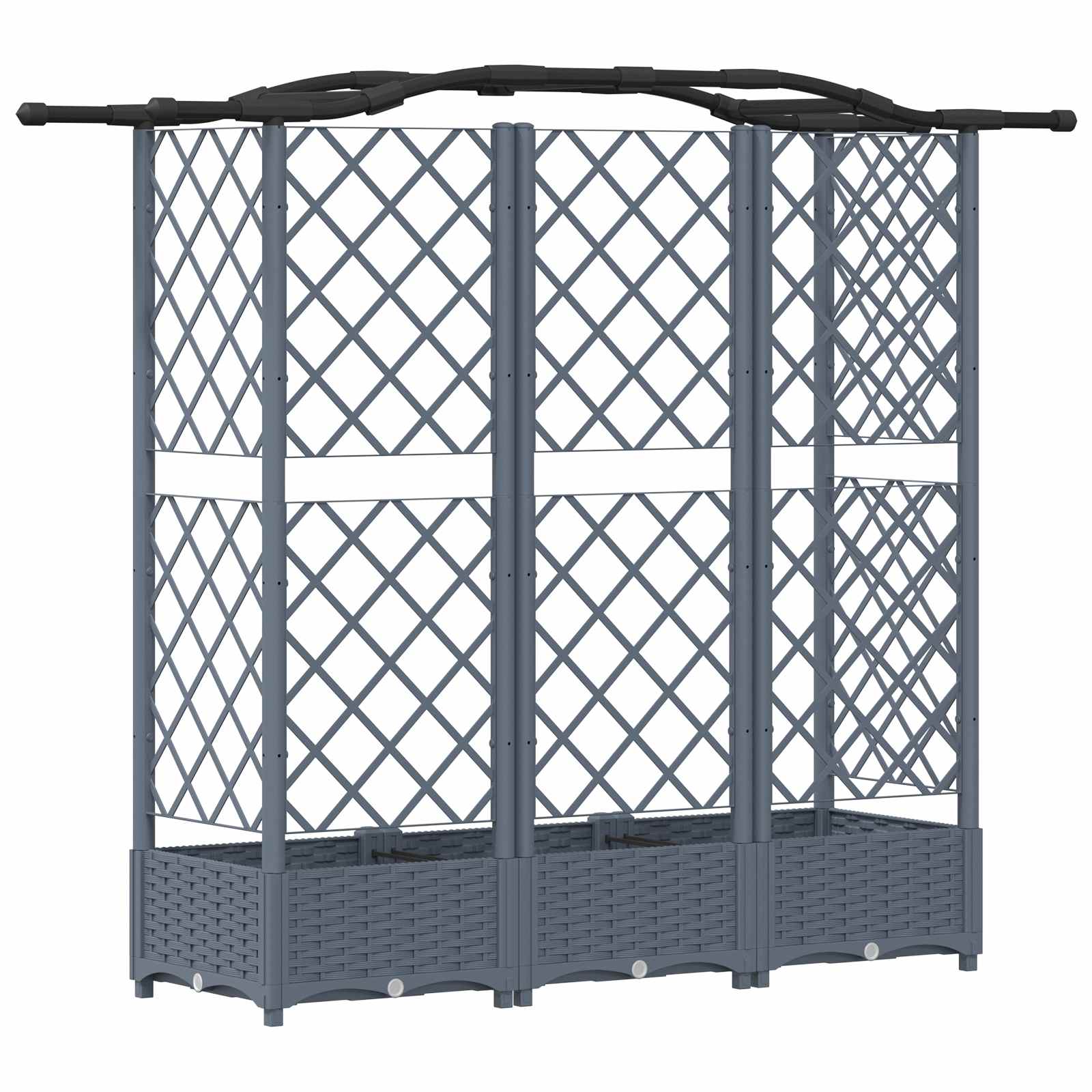 Hævet Bed med Trellis og Tag Lysegrå 163 x 40 x 126 cm PP