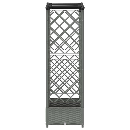 Hævet Bed med Trellis og Tag Lysegrå 163 x 40 x 123 cm PP