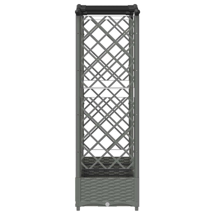 Hævet Bed med Trellis og Tag Lysegrå 203,5 x 40 x 123 cm PP