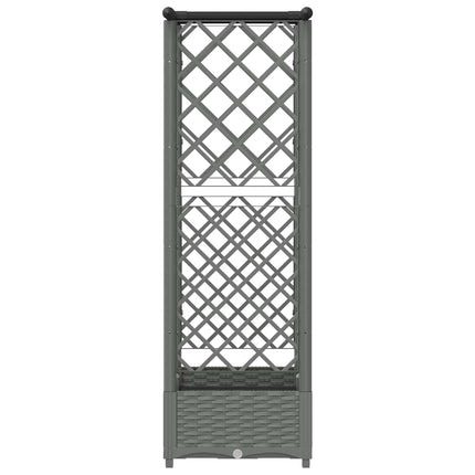 Hævet Bed med Trellis og Tag Lysegrå 122,5 x 40 x 121 cm PP