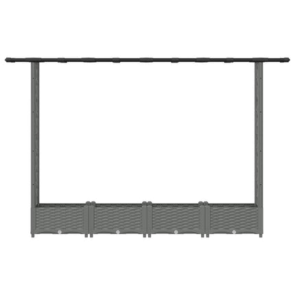 Hævet Bed med Trellis og Tag Lysegrå 203 x 40 x 121 cm PP