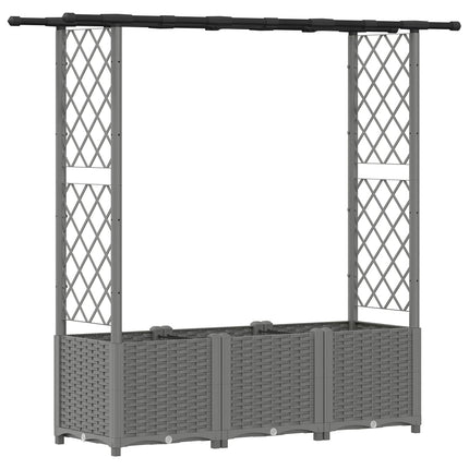 Hævet Bed med Trellis og Tag Lysegrå 162,5 x 40 x 136 cm PP