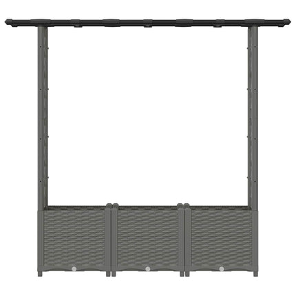Hævet Bed med Trellis og Tag Lysegrå 162,5 x 40 x 136 cm PP