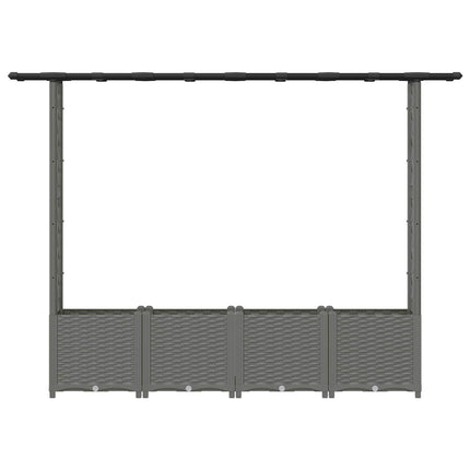 Hævet Bed med Trellis og Tag Lysegrå 203 x 40 x 136 cm PP