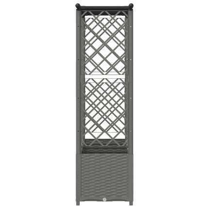 Hævet Bed med Trellis og Tag Lysegrå 203 x 40 x 136 cm PP