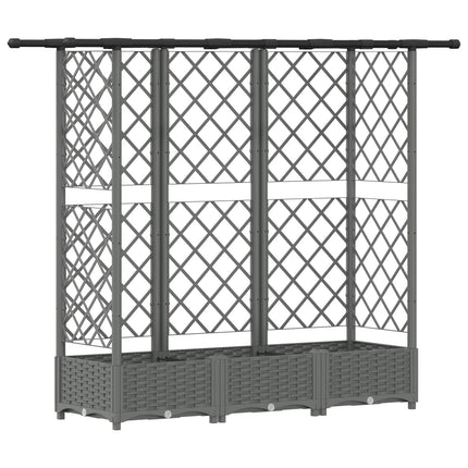 Hævet Bed med Trellis og Tag Lysegrå 164 x 40 x 121 cm PP