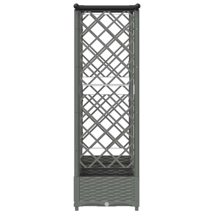 Hævet Bed med Trellis og Tag Lysegrå 202,5 x 40 x 121 cm PP