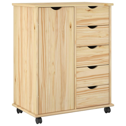Rullende skab med hjul Brun 63,5 x 39 x 79 cm Massivt fyrretræ