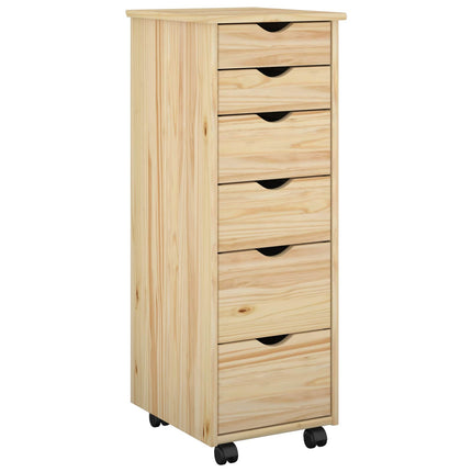 Rullende skab med hjul Brun 34 x 39 x 93,5 cm Massivt fyrretræ