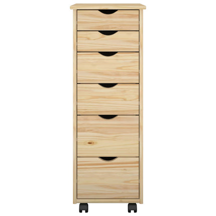 Rullende skab med hjul Brun 34 x 39 x 93,5 cm Massivt fyrretræ